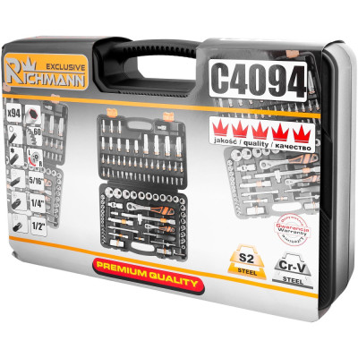 Socket set. Bits s2 steel, 94 pcs