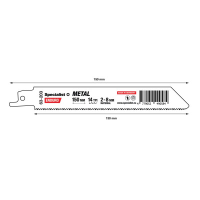 Bi-Metal Reciprocating Saw Blade for metal „Specialist+" 150 mm 14TPI