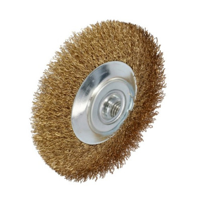 Wire brush with brass-coated wire 120 mm. M14