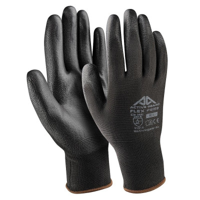 Black Polyurethane Gloves M 12 pcs.