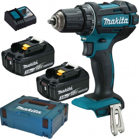Cordless drill-driver Makita DDF482RFJ set, 18 V, 2 x 3 Ah, charger + carrying case