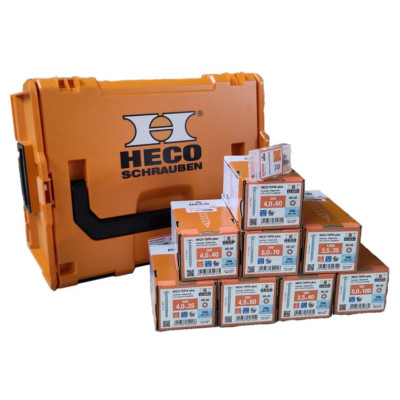 Heco BEGINNER SET with 3200 various chipboard screws TOPIX-plus in L-BOXX 238