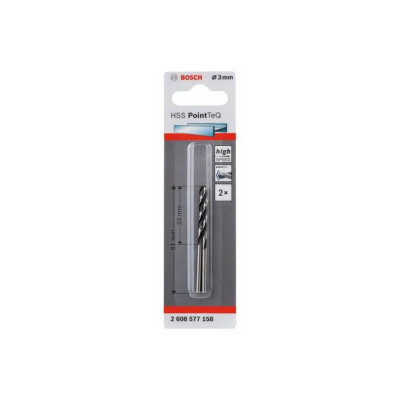 Metalo grąžtas Bosch Pointteq, 3x61 mm, 2 vnt