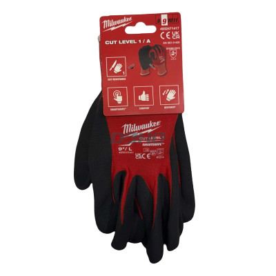 Milwaukee Latex Coated Gloves Level 1 Cut Resistant L/9 (1 Pc)