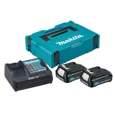 Battery and charger set for Makita 12 V tools (197658-5)